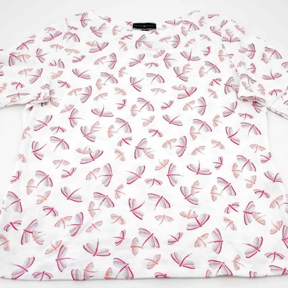 Women's Embellished Dragonfly Boat-Neck Elbow-Slee - Picture 6 of 8